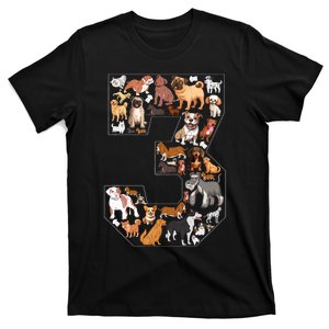 3rd Birthday Dog Lovers 3 Year Old Party T-Shirt