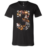 3rd Birthday Dog Lovers 3 Year Old Party V-Neck T-Shirt