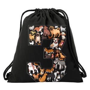 3rd Birthday Dog Lovers 3 Year Old Party Drawstring Bag