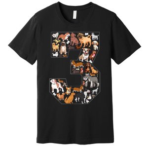 3rd Birthday Dog Lovers 3 Year Old Party Premium T-Shirt