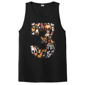 3rd Birthday Dog Lovers 3 Year Old Party PosiCharge Competitor Tank