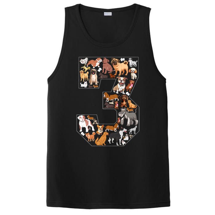 3rd Birthday Dog Lovers 3 Year Old Party PosiCharge Competitor Tank