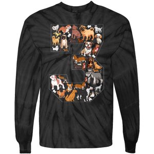 3rd Birthday Dog Lovers 3 Year Old Party Tie-Dye Long Sleeve Shirt