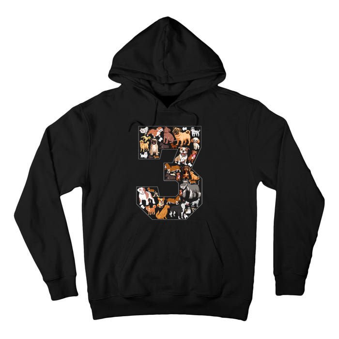 3rd Birthday Dog Lovers 3 Year Old Party Tall Hoodie