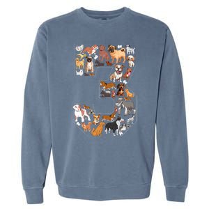 3rd Birthday Dog Lovers 3 Year Old Party Garment-Dyed Sweatshirt