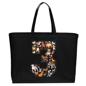 3rd Birthday Dog Lovers 3 Year Old Party Cotton Canvas Jumbo Tote