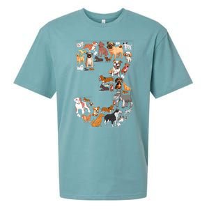 3rd Birthday Dog Lovers 3 Year Old Party Sueded Cloud Jersey T-Shirt