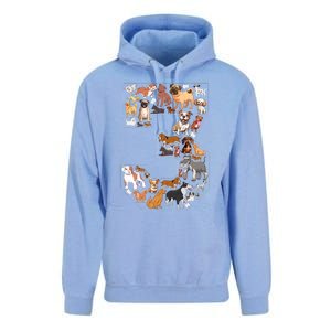 3rd Birthday Dog Lovers 3 Year Old Party Unisex Surf Hoodie