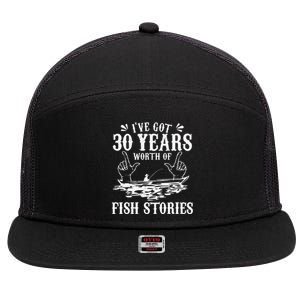 30th Birthday Fisherman Funny Bass Fishing Gift Idea 7 Panel Mesh Trucker Snapback Hat