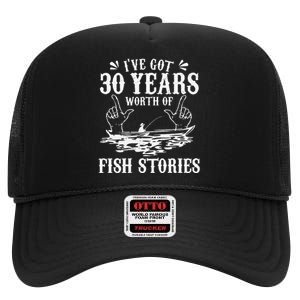 30th Birthday Fisherman Funny Bass Fishing Gift Idea High Crown Mesh Back Trucker Hat