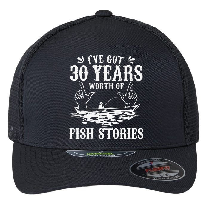 30th Birthday Fisherman Funny Bass Fishing Gift Idea Flexfit Unipanel Trucker Cap