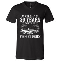 30th Birthday Fisherman Funny Bass Fishing Gift Idea V-Neck T-Shirt