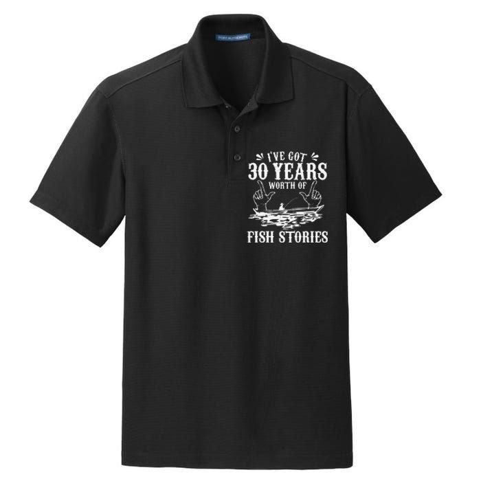 30th Birthday Fisherman Funny Bass Fishing Gift Idea Dry Zone Grid Polo