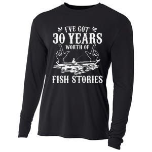 30th Birthday Fisherman Funny Bass Fishing Gift Idea Cooling Performance Long Sleeve Crew