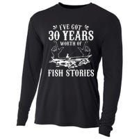 30th Birthday Fisherman Funny Bass Fishing Gift Idea Cooling Performance Long Sleeve Crew