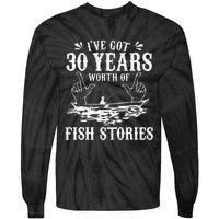 30th Birthday Fisherman Funny Bass Fishing Gift Idea Tie-Dye Long Sleeve Shirt