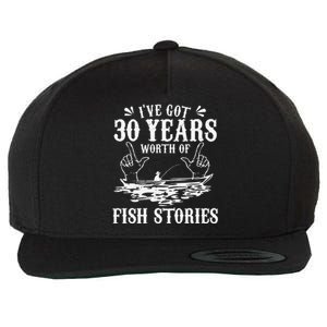 30th Birthday Fisherman Funny Bass Fishing Gift Idea Wool Snapback Cap