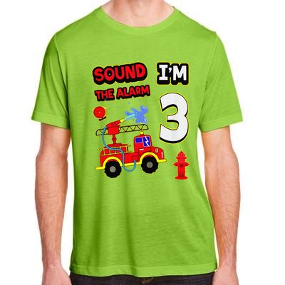 3rd Birthday Fire Truck 3 Year Old Firefighter Adult ChromaSoft Performance T-Shirt