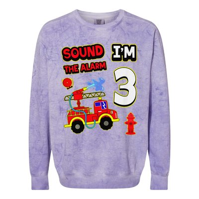 3rd Birthday Fire Truck 3 Year Old Firefighter Colorblast Crewneck Sweatshirt