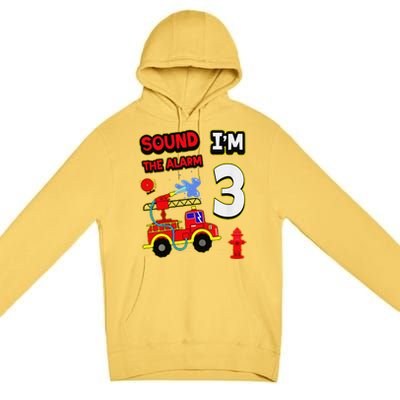 3rd Birthday Fire Truck 3 Year Old Firefighter Premium Pullover Hoodie