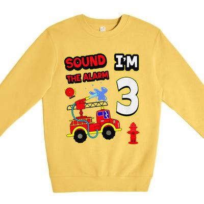 3rd Birthday Fire Truck 3 Year Old Firefighter Premium Crewneck Sweatshirt