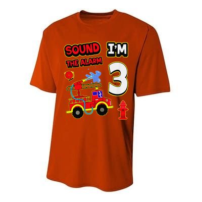 3rd Birthday Fire Truck 3 Year Old Firefighter Performance Sprint T-Shirt