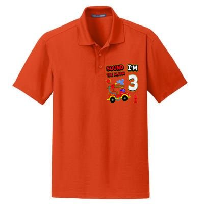 3rd Birthday Fire Truck 3 Year Old Firefighter Dry Zone Grid Polo