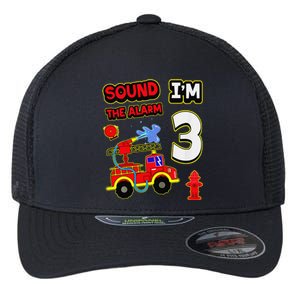 3rd Birthday Fire Truck 3 Year Old Firefighter Flexfit Unipanel Trucker Cap