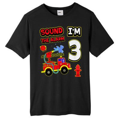 3rd Birthday Fire Truck 3 Year Old Firefighter Tall Fusion ChromaSoft Performance T-Shirt