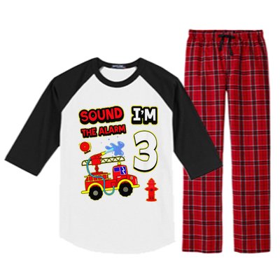 3rd Birthday Fire Truck 3 Year Old Firefighter Raglan Sleeve Pajama Set