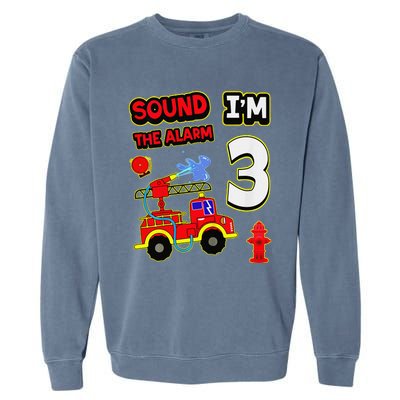 3rd Birthday Fire Truck 3 Year Old Firefighter Garment-Dyed Sweatshirt