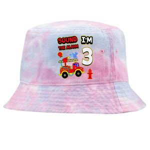 3rd Birthday Fire Truck 3 Year Old Firefighter Tie-Dyed Bucket Hat