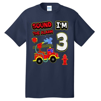 3rd Birthday Fire Truck 3 Year Old Firefighter Tall T-Shirt