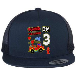 3rd Birthday Fire Truck 3 Year Old Firefighter Flat Bill Trucker Hat