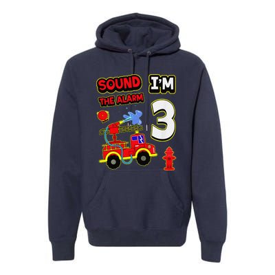 3rd Birthday Fire Truck 3 Year Old Firefighter Premium Hoodie