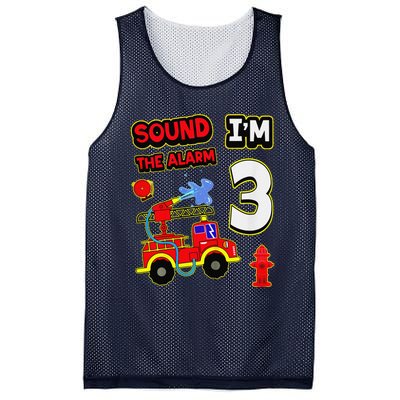 3rd Birthday Fire Truck 3 Year Old Firefighter Mesh Reversible Basketball Jersey Tank