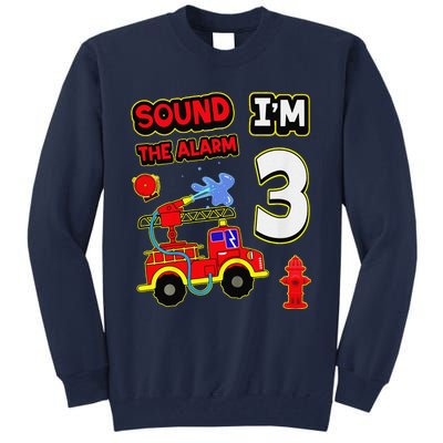 3rd Birthday Fire Truck 3 Year Old Firefighter Tall Sweatshirt