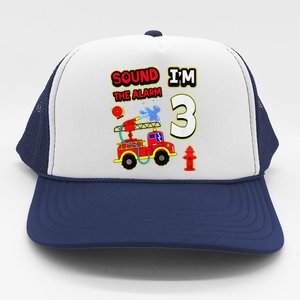 3rd Birthday Fire Truck 3 Year Old Firefighter Trucker Hat