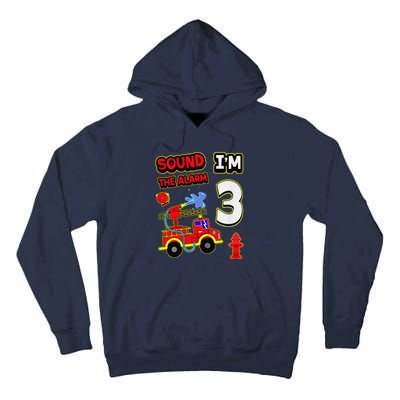 3rd Birthday Fire Truck 3 Year Old Firefighter Tall Hoodie