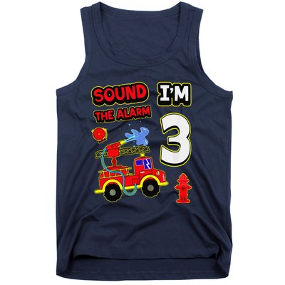 3rd Birthday Fire Truck 3 Year Old Firefighter Tank Top