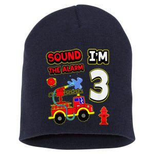 3rd Birthday Fire Truck 3 Year Old Firefighter Short Acrylic Beanie