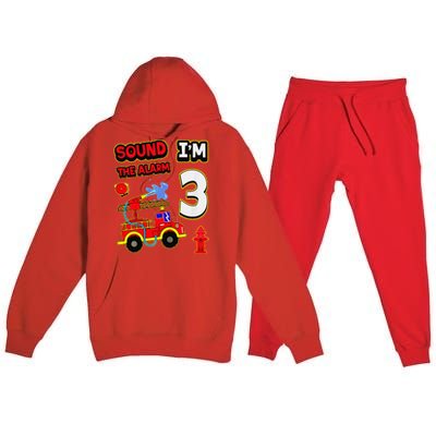 3rd Birthday Fire Truck 3 Year Old Firefighter Premium Hooded Sweatsuit Set