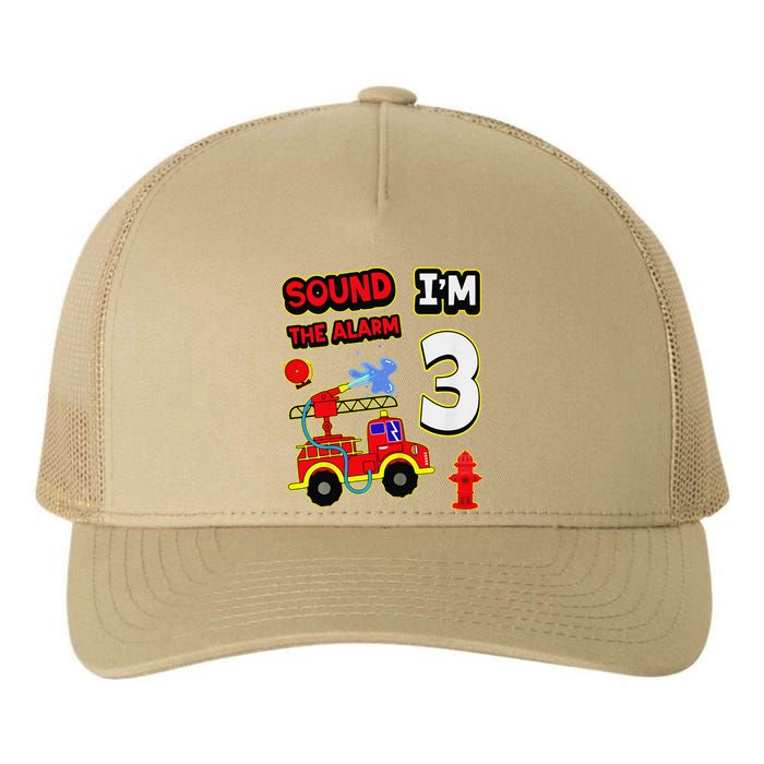 3rd Birthday Fire Truck 3 Year Old Firefighter Yupoong Adult 5-Panel Trucker Hat