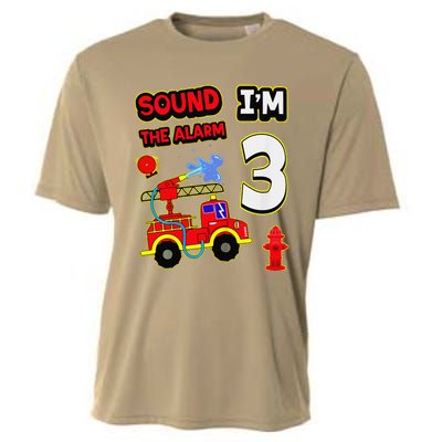 3rd Birthday Fire Truck 3 Year Old Firefighter Cooling Performance Crew T-Shirt