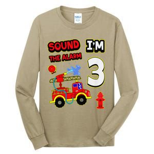 3rd Birthday Fire Truck 3 Year Old Firefighter Tall Long Sleeve T-Shirt