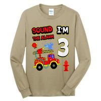 3rd Birthday Fire Truck 3 Year Old Firefighter Tall Long Sleeve T-Shirt