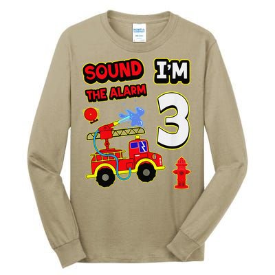 3rd Birthday Fire Truck 3 Year Old Firefighter Tall Long Sleeve T-Shirt