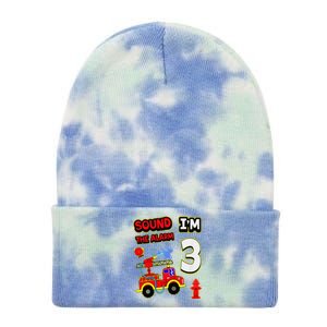 3rd Birthday Fire Truck 3 Year Old Firefighter Tie Dye 12in Knit Beanie