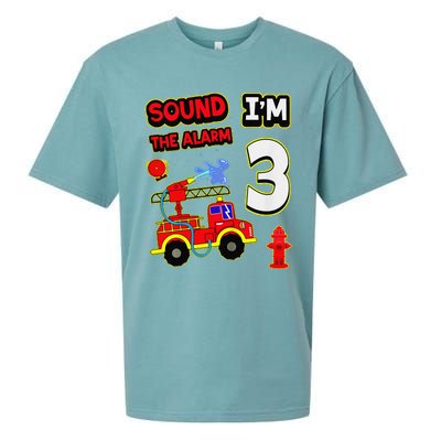 3rd Birthday Fire Truck 3 Year Old Firefighter Sueded Cloud Jersey T-Shirt