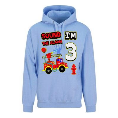 3rd Birthday Fire Truck 3 Year Old Firefighter Unisex Surf Hoodie